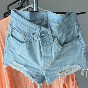 Levi's Light Blue Distressed Jean Shorts